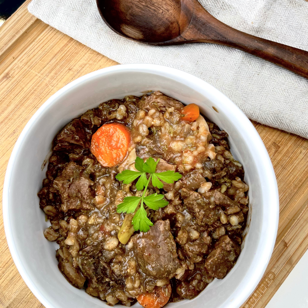 Homemade Beef, Mushroom & Barley Stew Recipe for Dogs
