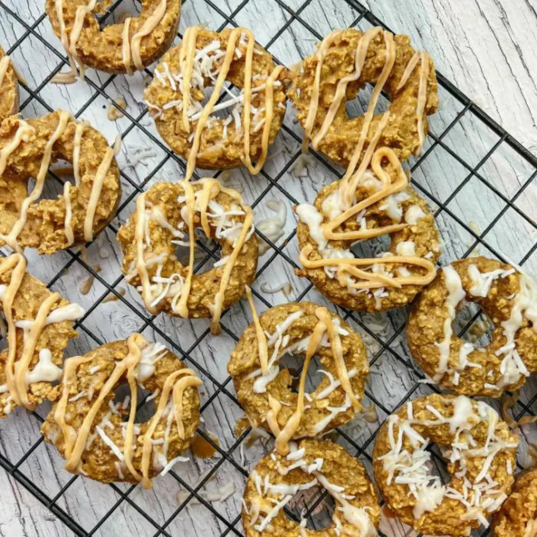 Doggy Apple Oat Donuts on a tray