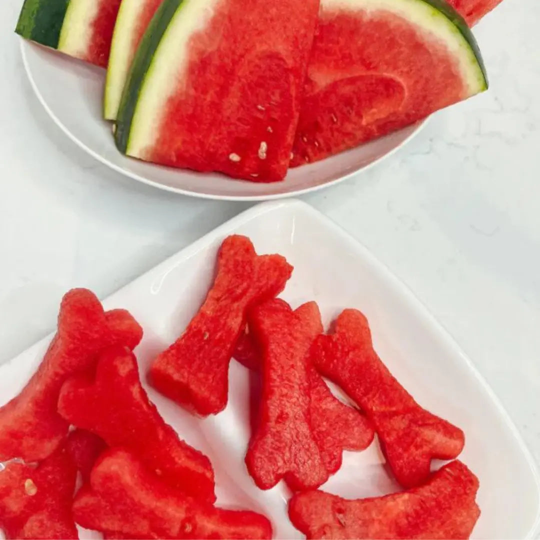 Sliced watermelon with watermelon shaped bones