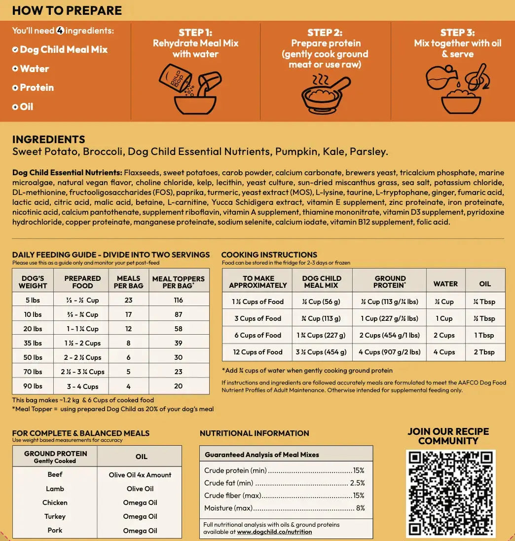 Mixed Veggie Sample Bag Meal Mix for Dogs Dogchild