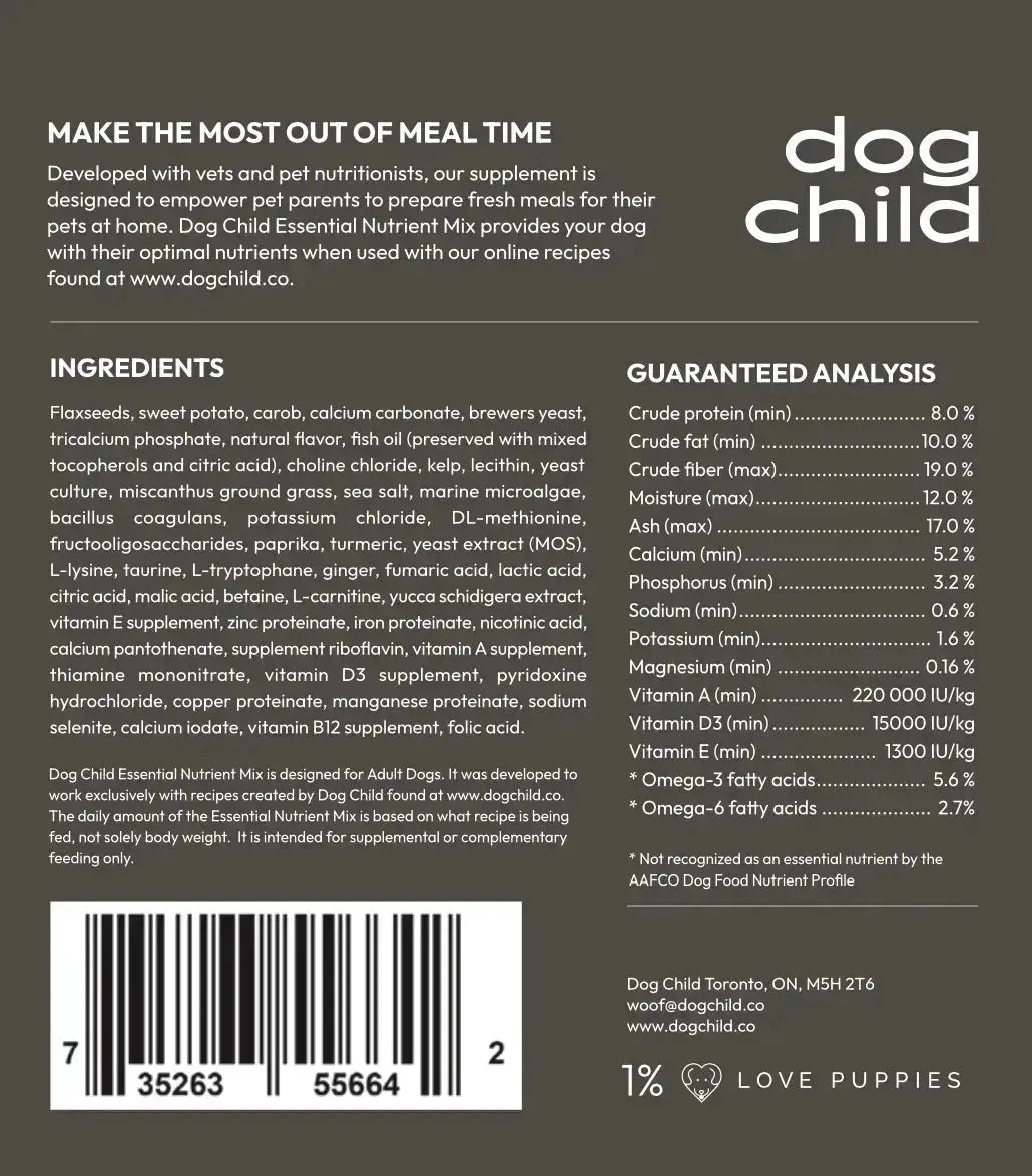 Cooking 101 Bundle Meal Mixes + Essential Nutrient Mix - Dog Child